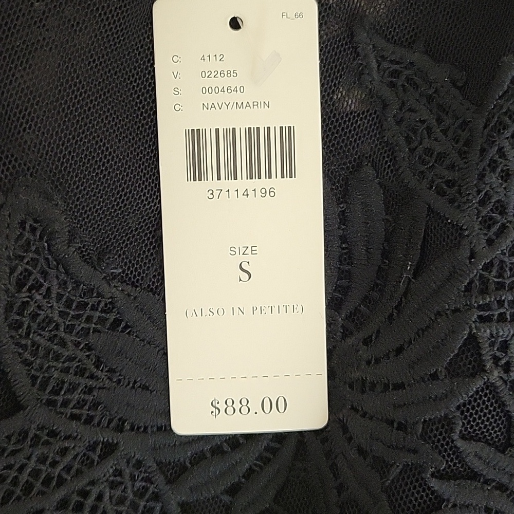 Deletta From Anthropologie Elegant Black & Navy Fade Lace Peplum Top, New Small - Picture 8 of 9